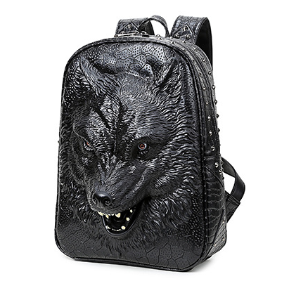 3D Wolf Head Student Backpack Korean Edition Bags