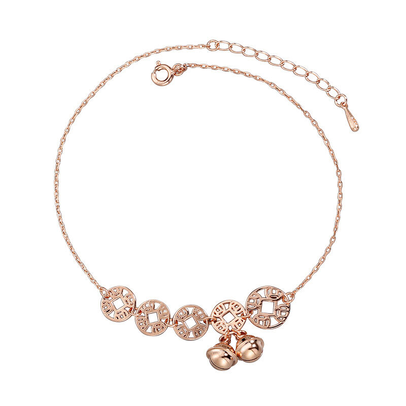 Rose Gold Bells Anklet Boho Stainless Steel Coin