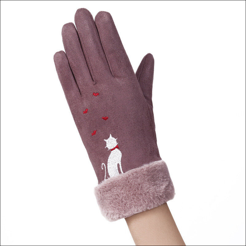 Gloves women winter suede