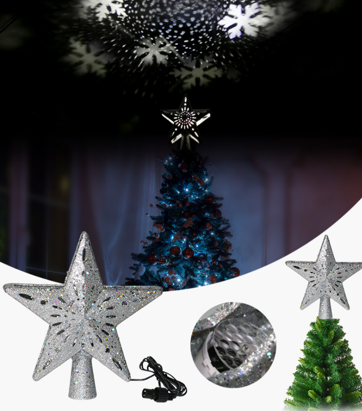 Christmas Tree Top Light Star Snowflake Shape LED