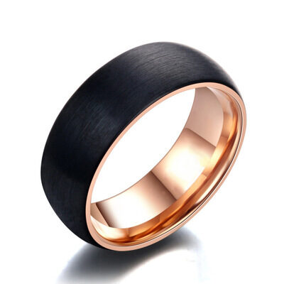 Fashion Mens Black Stainless steel Ring With Rose