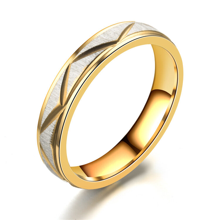 Titanium steel couple ring 24K gold stainless