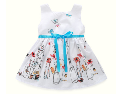 Little girl white floral butterfly skirt baby dress