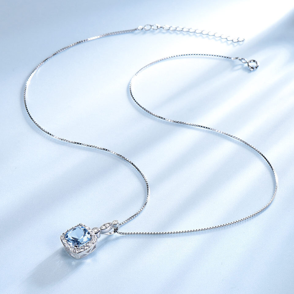925 Sterling Silver Necklace Sky Blue Topaz Four-Piece