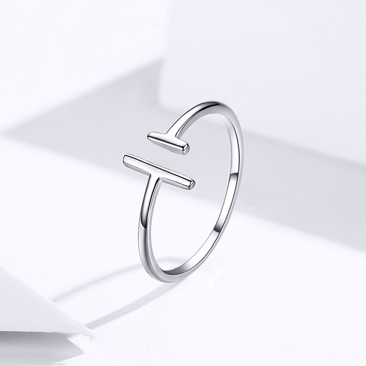 Parallel line ring S925 white gold plated