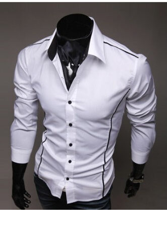 Men Shirt Fashion Cotton Slim Long Sleeve Casual