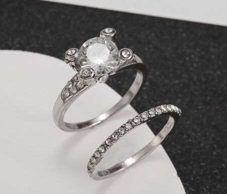 Double Stackable Set Rings 2Pcs For Women Wedding