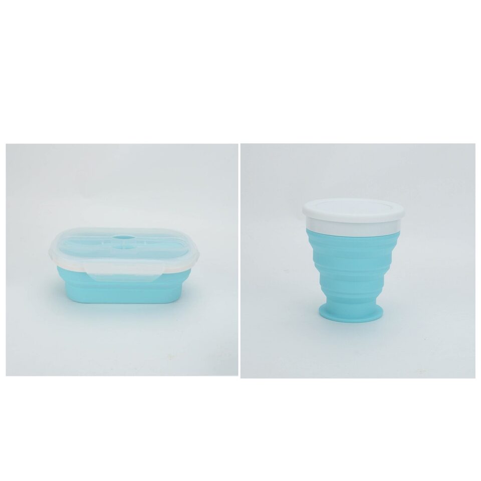 Portable foldable silicone lunch box