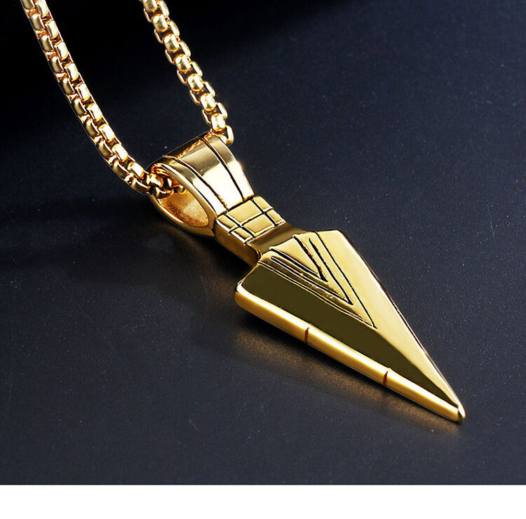 European America jewelry men stainless steel spear necklace