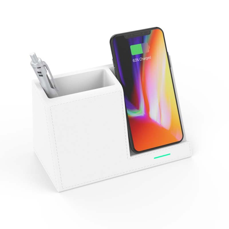 Leather Pen Holder Wireless Charger Phone And Fast