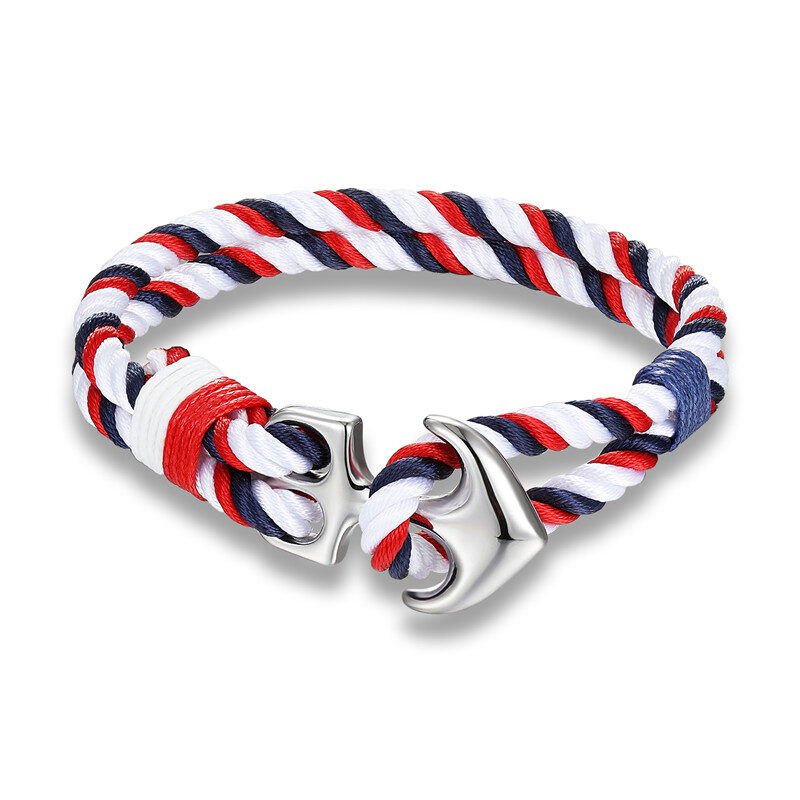 Anchor Bracelets Men Charm Nautical Survival Rope Chain