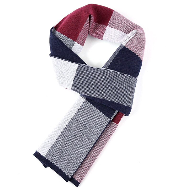 Plaid men scarf knitted