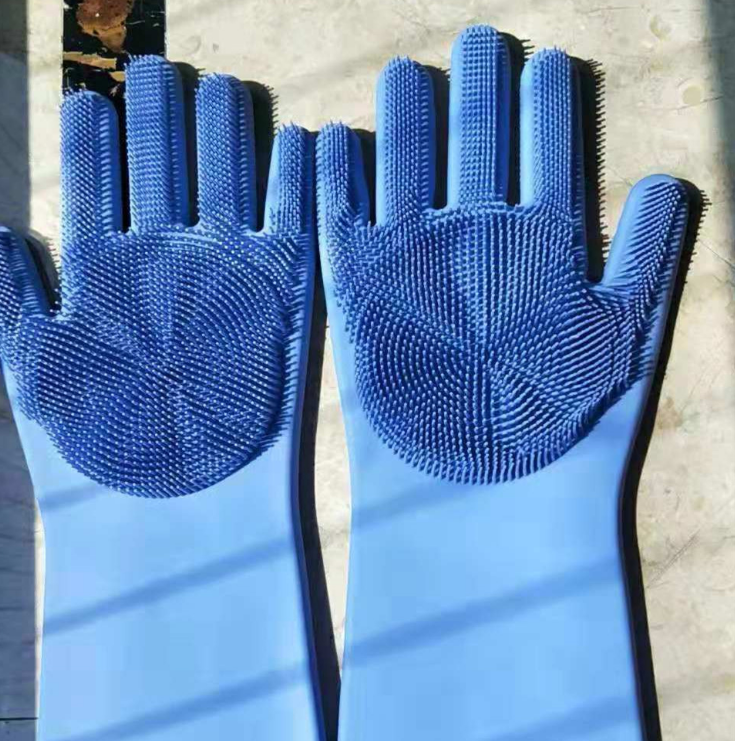 Silicone dishwashing gloves pet brush