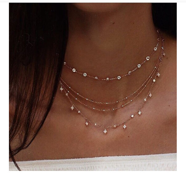 Multi-layer star pendant necklace handmade alloy