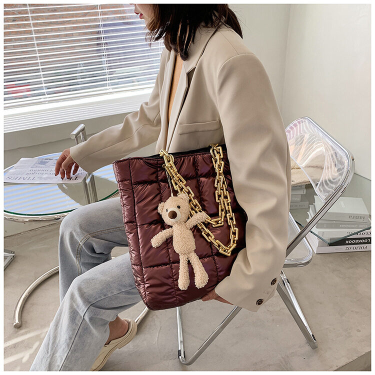 Thick Chain Tote Bags for Women Leather Big