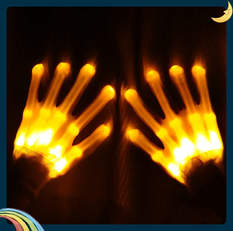 1Pair Chic LED Light Up Skeleton Hand Gloves