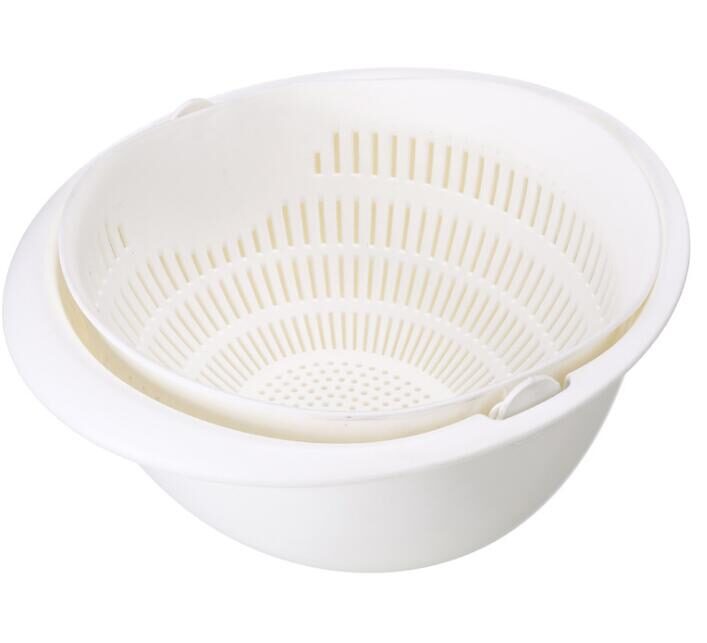 Double-Dish Sink Drain Basket Kitchen Panning Wash Fruit