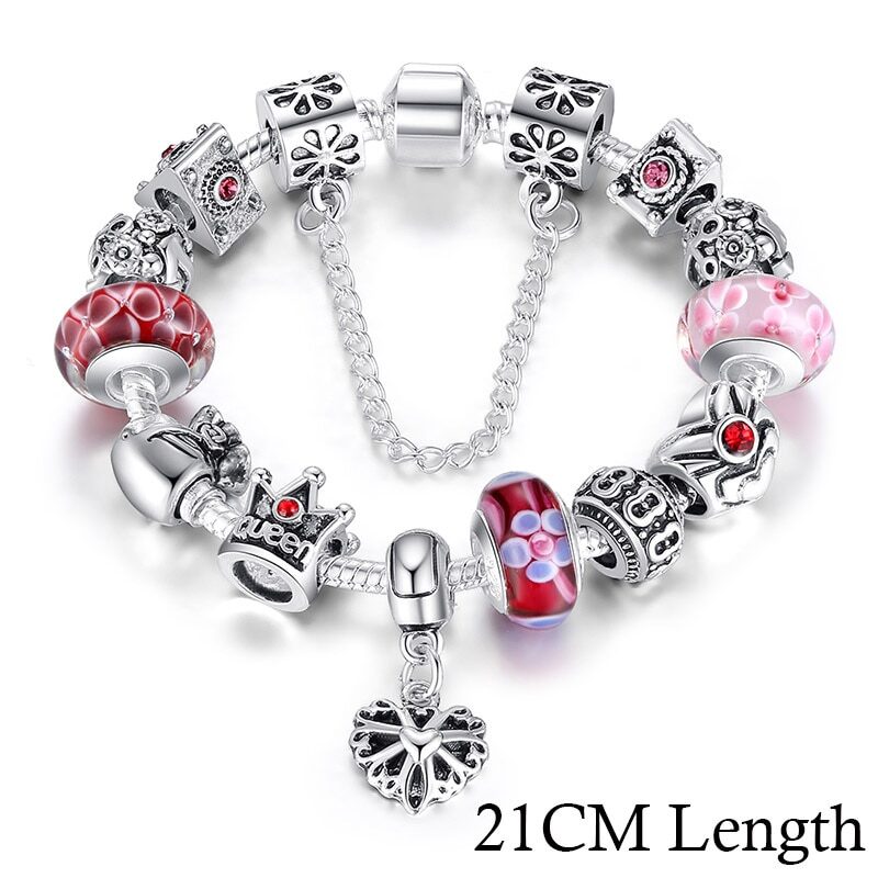 Jewelry Silver Charms Bracelet & Bangles With Queen