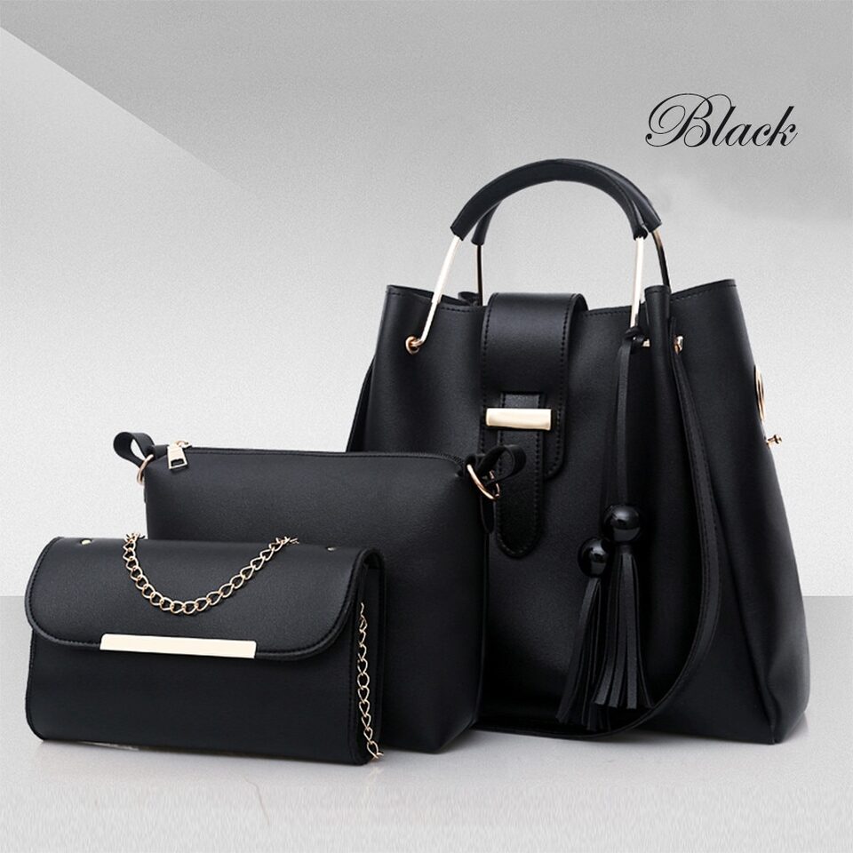 Women 3Pcs Or Set Handbags PU Leather Shoulder
