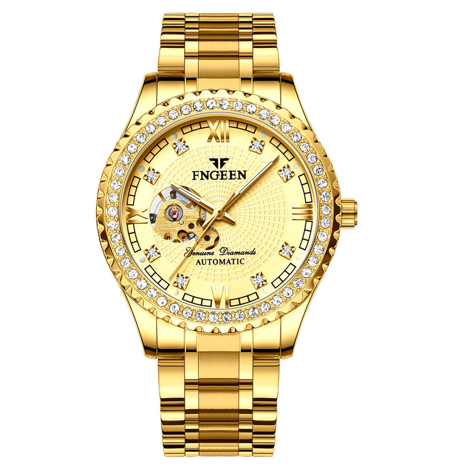 Mechanical Watch Automatic Waterproof Diamond Men's Fashion Gold