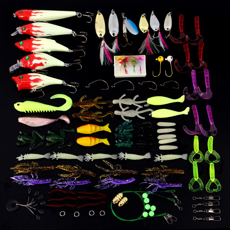 lures set 100 piece bait fishing lure freshwater halleluyah bionic sequins soft gear accessories
