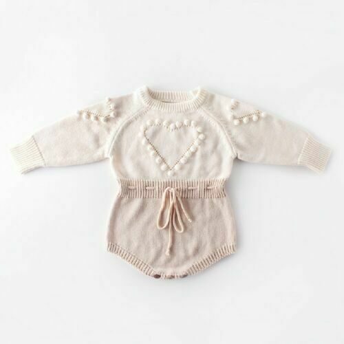 Baby Infant Handmade Love Sweater Knitted Wool Long