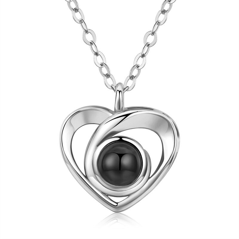 S925 Silver Romantic Photo Projection Necklace Heart Shaped