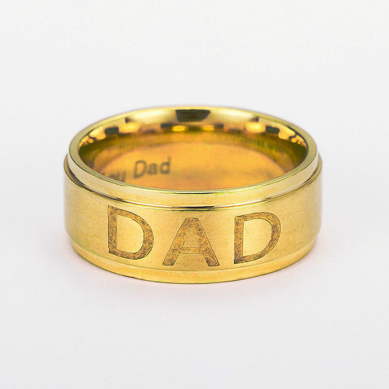 Monogram ring titanium steel