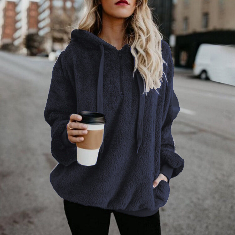 Women's Polerones Fleece Hoodies Long Sleeve Hooded Pullover