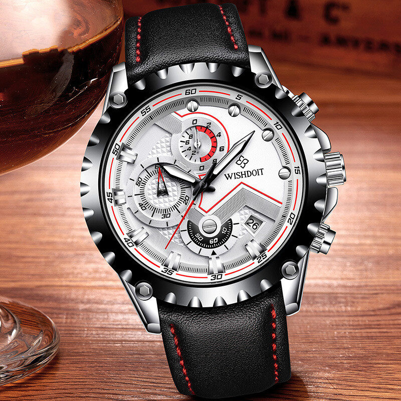 Men's quartz wrist watch with stainless steel belt