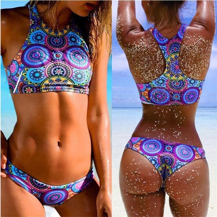 New Low Waist Triangle Bikinis High Neck Brazilian