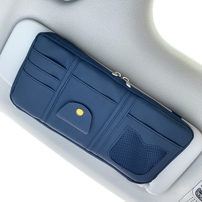 Car Sun Visor Organizer Storage Holder Full Leather