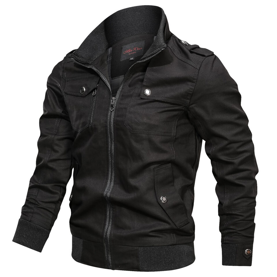 Solid color jacket stand collar men