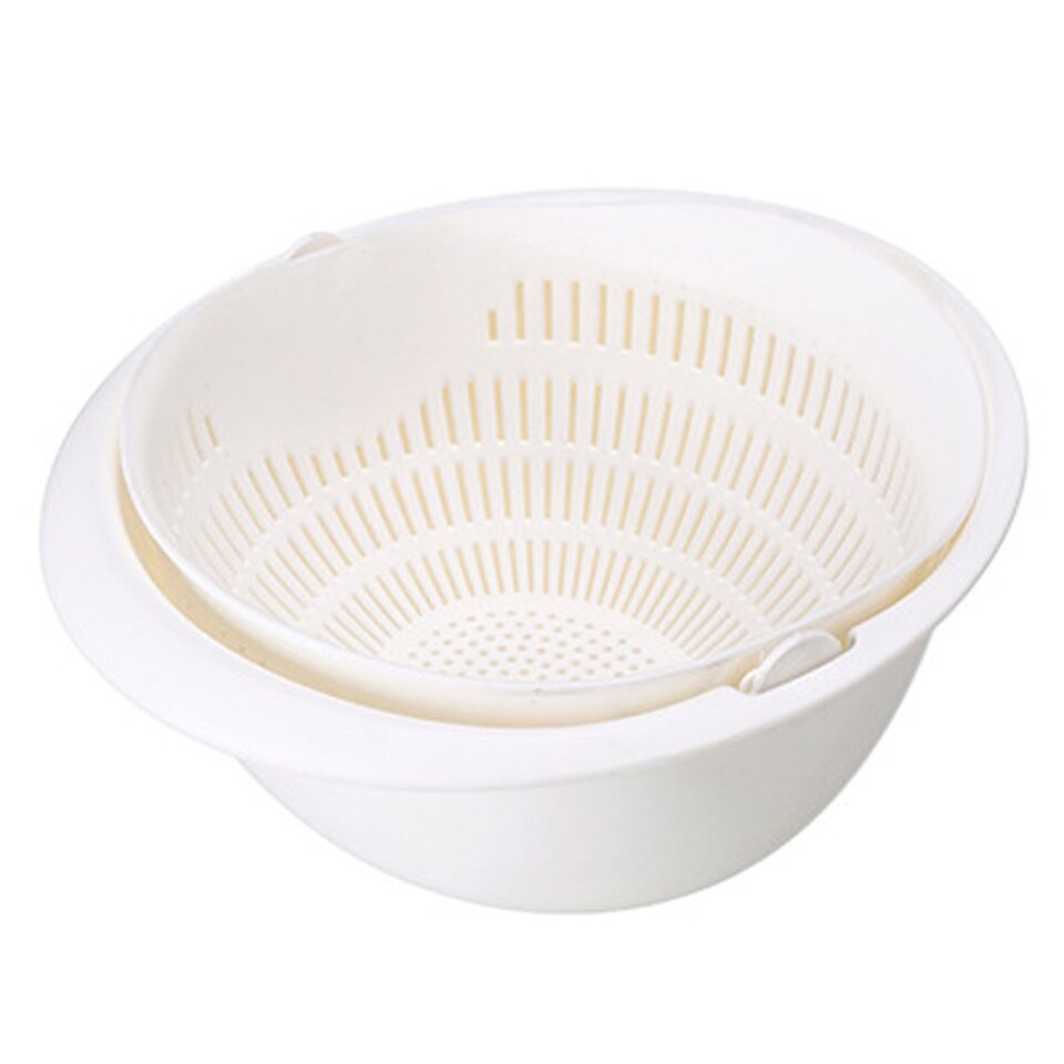 Portable detachable double-layer hollow fruit and vegetable cleaning