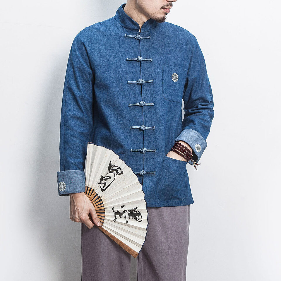 Retro Fashion Chinese Style Hanfu Denim Jacket Cheongsam