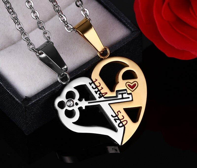 Pendant Love Necklace Set Lover Valentine Gifts Stainless