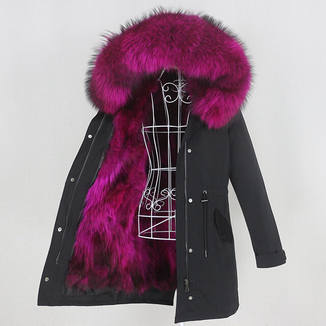 Winter Jacket Women Real Fur Coat Long Parka