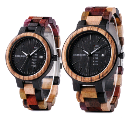 Casual wooden watch men's week calendar garden unique