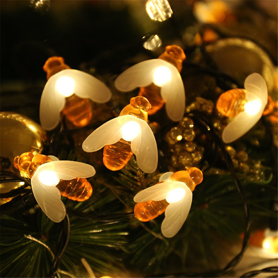 Solar string lights bee decorative
