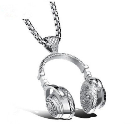 Titanium fashion music headset earplugs pendant necklace