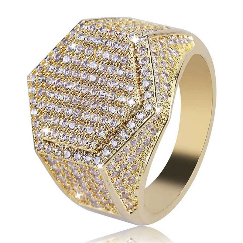 Hip Hop Man Ring Micro Pave CZ Silver