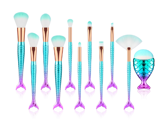 11pcs Makeup Brushes Kit Maquiagem Maquillaje New Mermaid