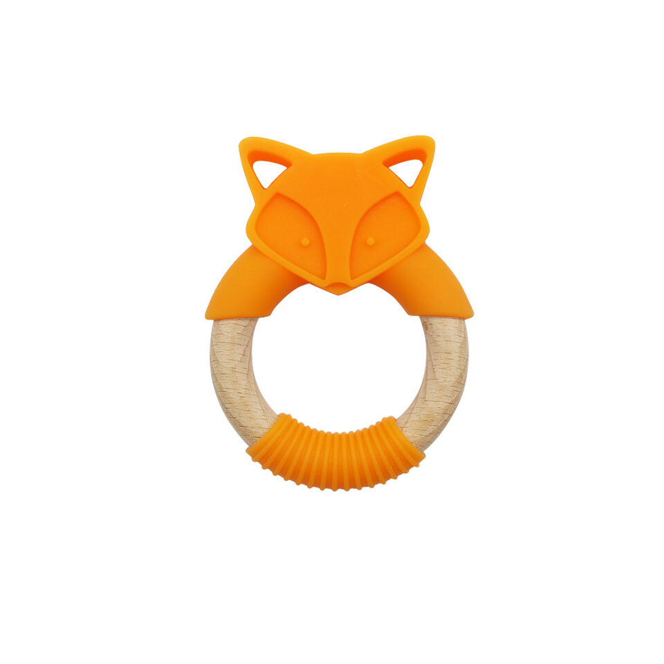 Baby Silicone Wood Ring Fox Teether Molar Stick