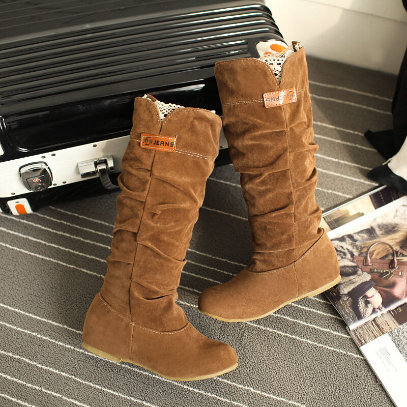 Otoño Invierno suede botas planas con Scrub aumentar