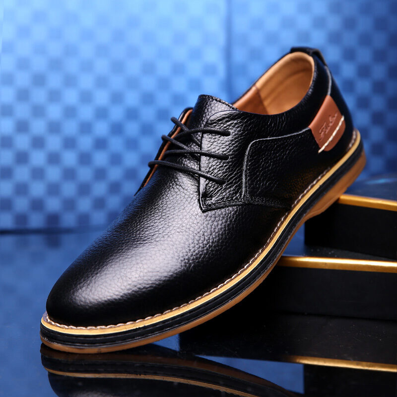 Men's Casual Leather Shoes Top Layer Daily Trend